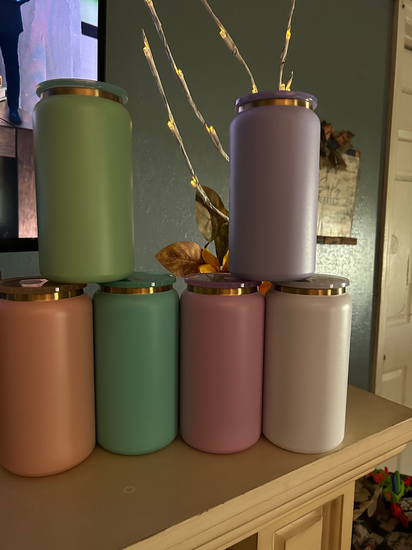 Stainless steel gold trim tumblers READY TO SHIP