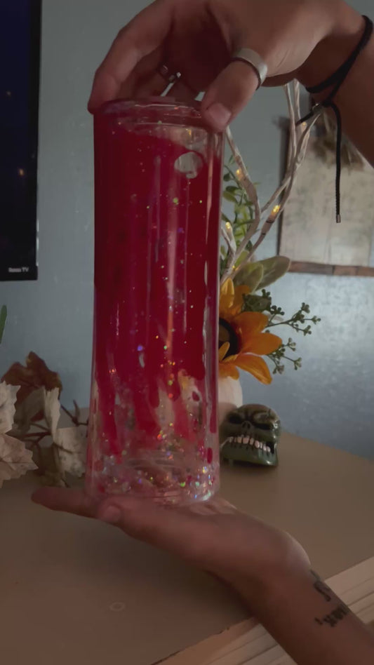 Red lava with glitter 20oz water bottle tumbler